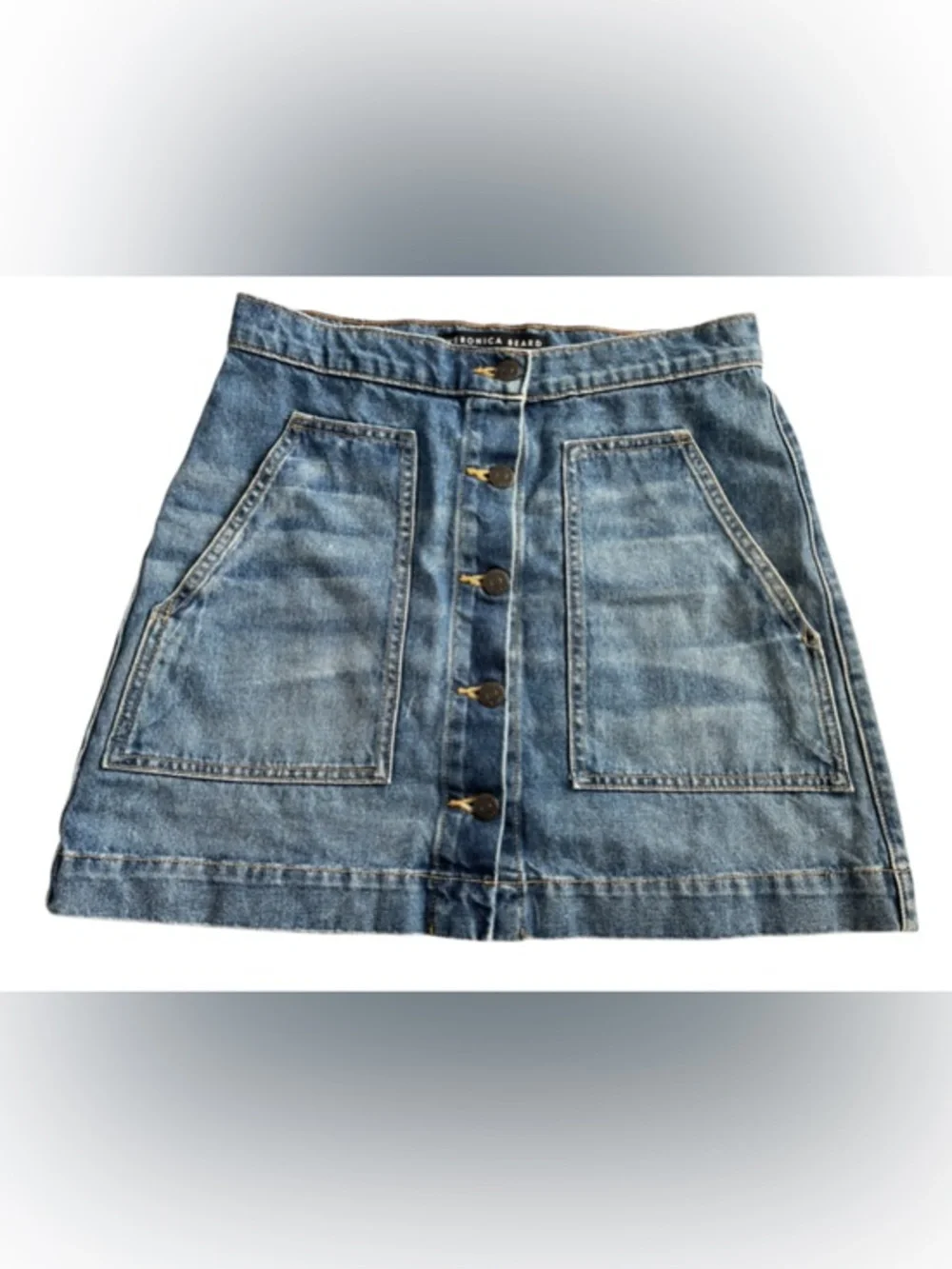 Veronica Beard Light Blue Denim Button-Front A-Line Skirt